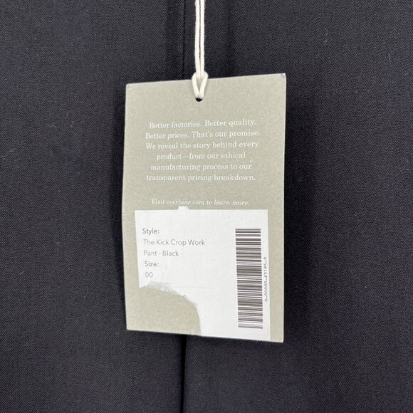 Everlane Womens Kick Crop Work Pant Size 00 Black Classic Stretch Staple NEW - Picture 5 of 12